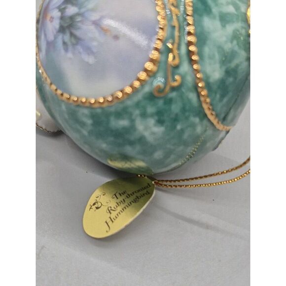 Set Of (2) Vintage Bradford Editions Christmas  Hummingbird Porcelain Ornaments - Picture 5 of 9